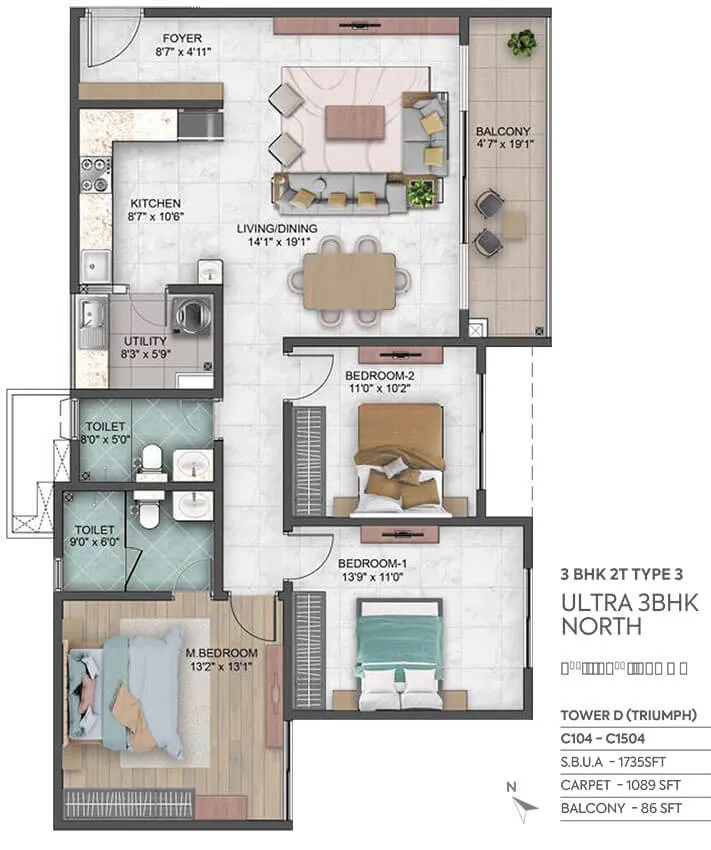 3BHK-1735-Sumadhura-Capitol-Resi